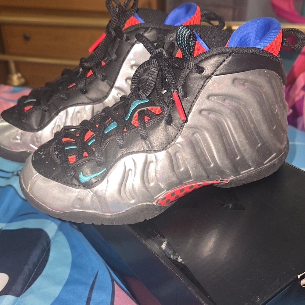 Kids Silver and Black Sneakers